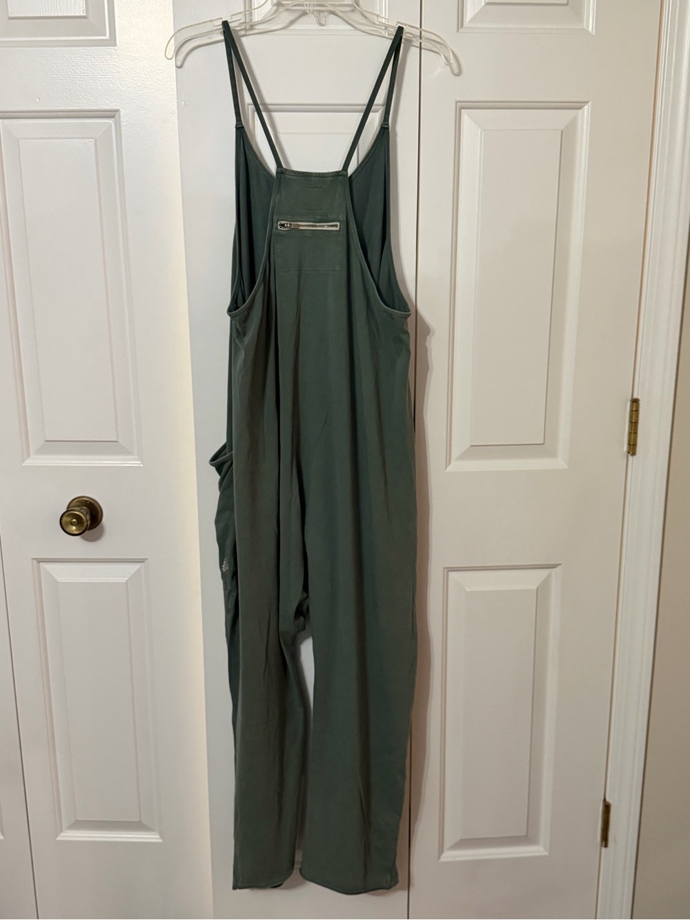 Free People Hot Shot Onesie Olive Green Relaxed Wide-Leg Jumpsuit - Picture 3 of 3